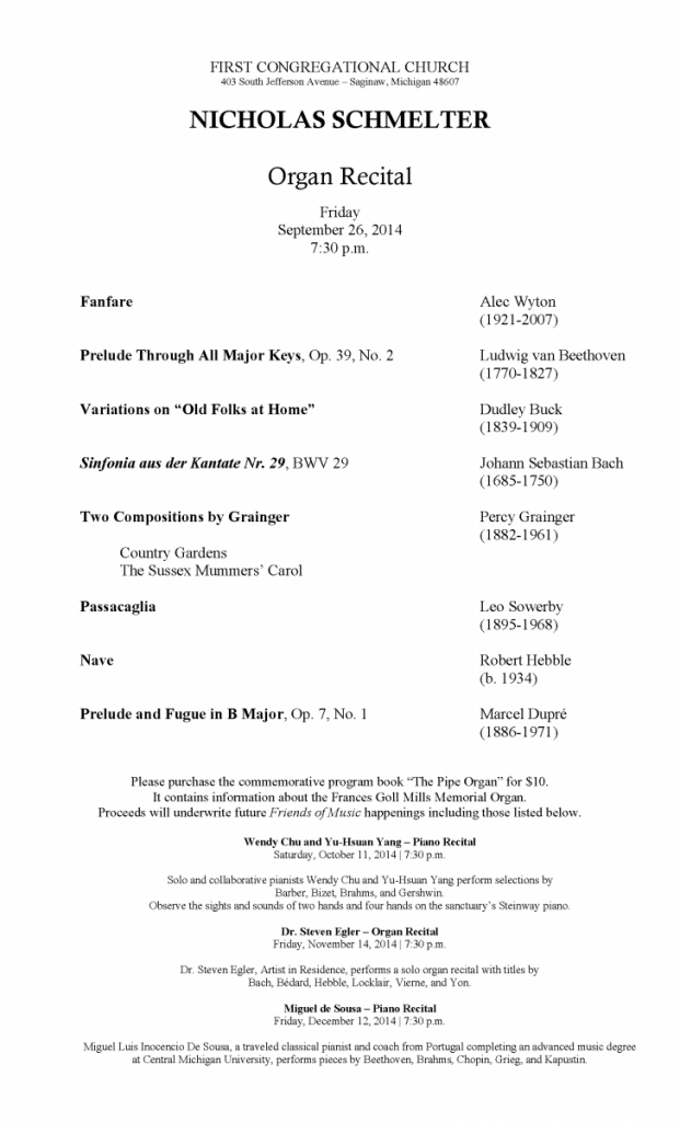Organ Recital - Nicholas Schmelter - September 26, 2014_Page_1