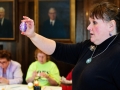 Cieft Curator Sandy Schwan presents a finished kraslice egg at the Castle Museums March 5, 2013 Lunch and Learn